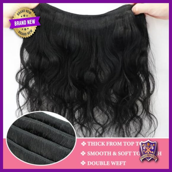 Body Wave Human Hair Extensions 3 Bundles with 5x5 HD Lace Closure 22-26+20 Inch main image 4